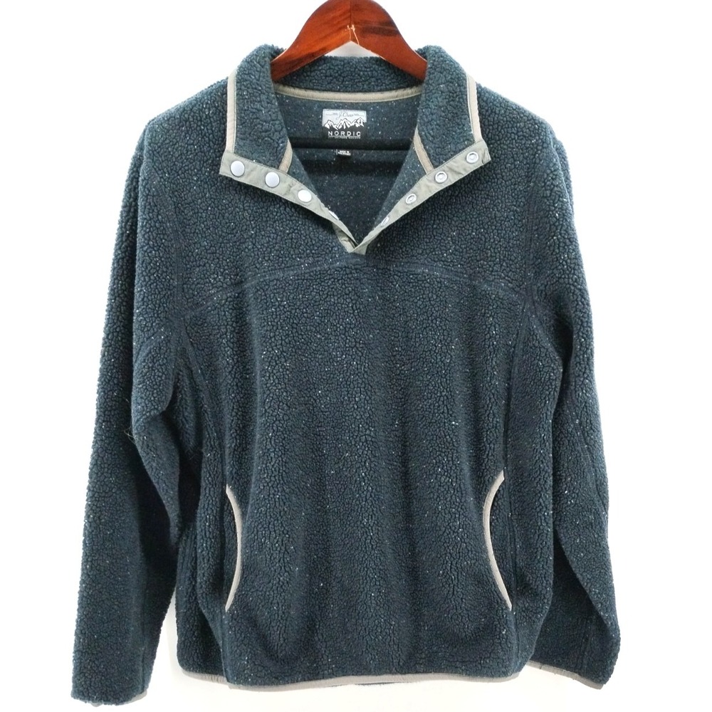 J.‎ Crew Mens Nordic All Weather Designs Sherpa Quarter Snap Size L Gray